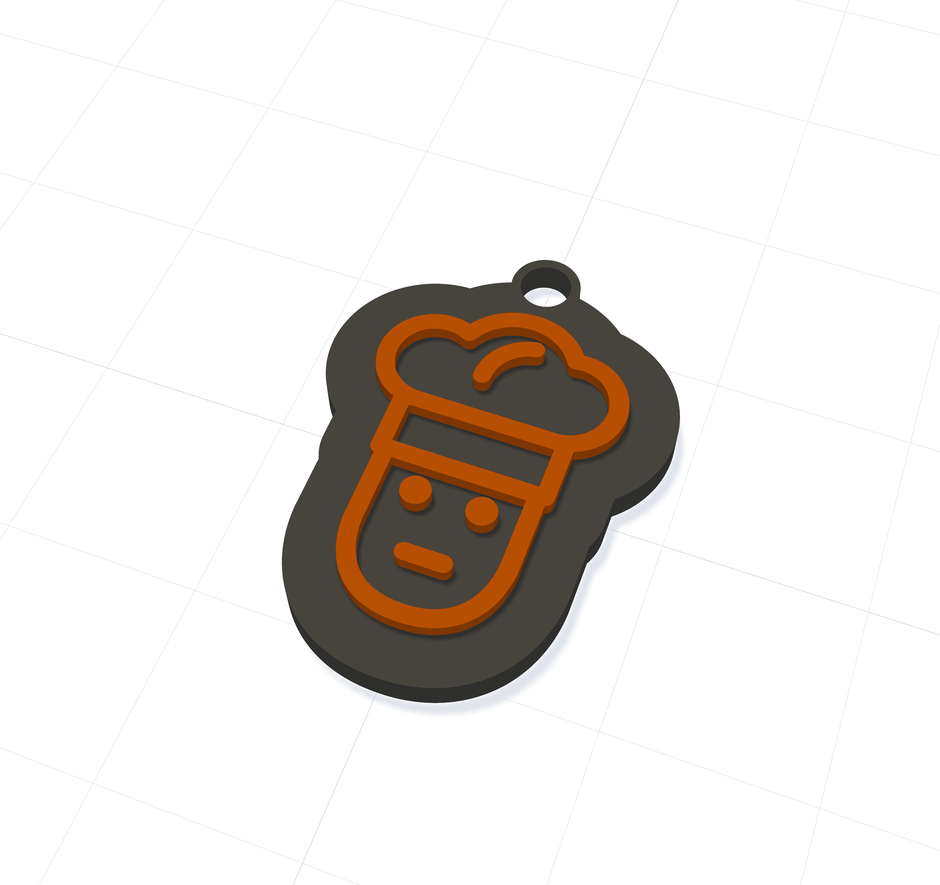 3D preview of a custom shape keychain generated from uploaded SVG artwork